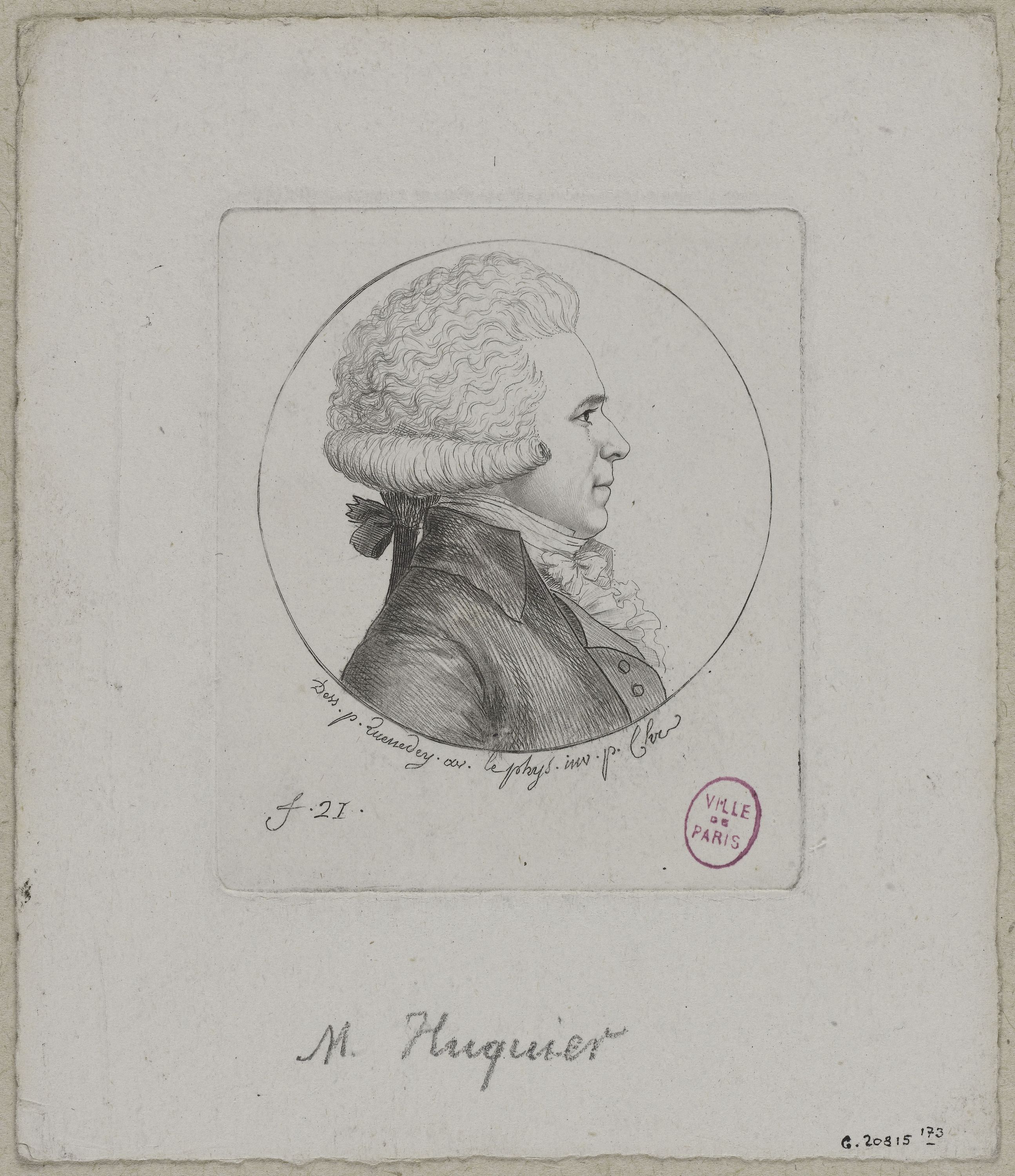 Edmé Quenedey, Portrait de Monsieur Huquier