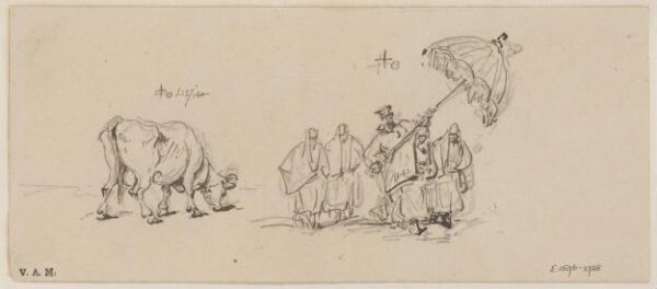 George Chinnery, A priest leading three women, and a cow