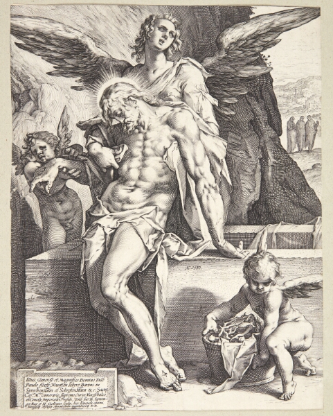 Hendrick Goltzius, Engle støttende Kristi lig