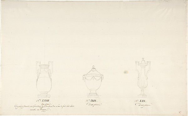 Anonymous, French, 18th century, Design for Three Vases