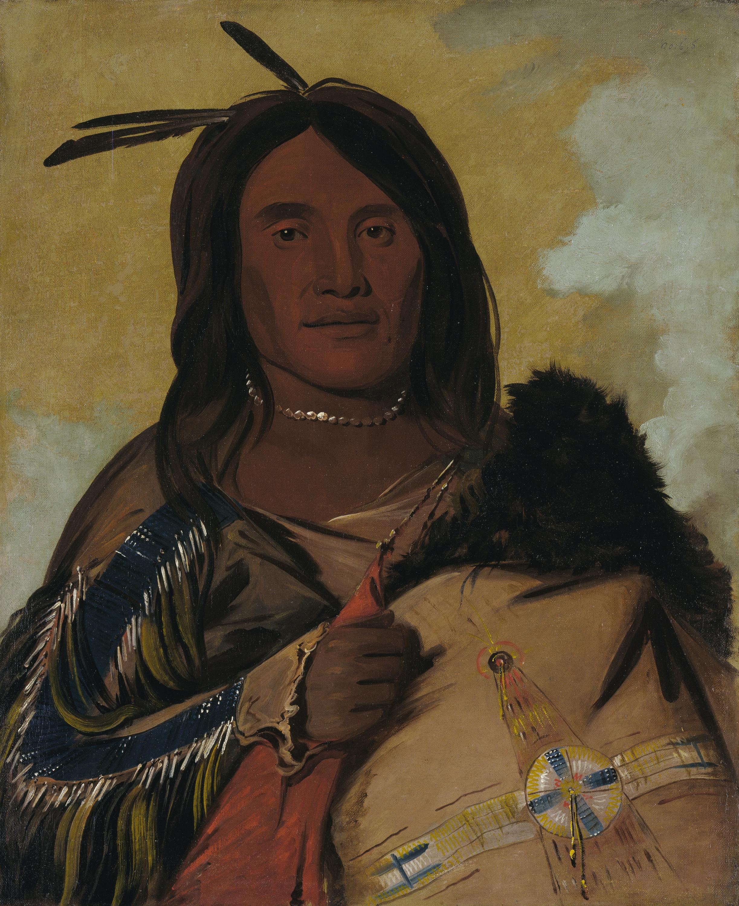 George Catlin, Ka-pés-ka-da, Shell Man, an Oglala Brave