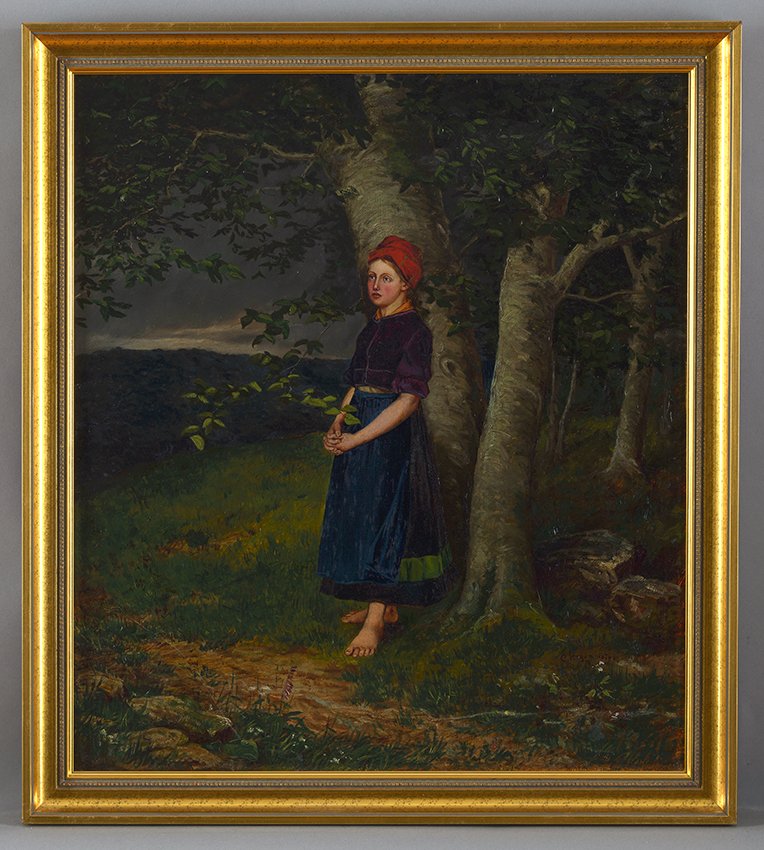 Karl Hagemeister, Mädchen am Waldrand, 1870