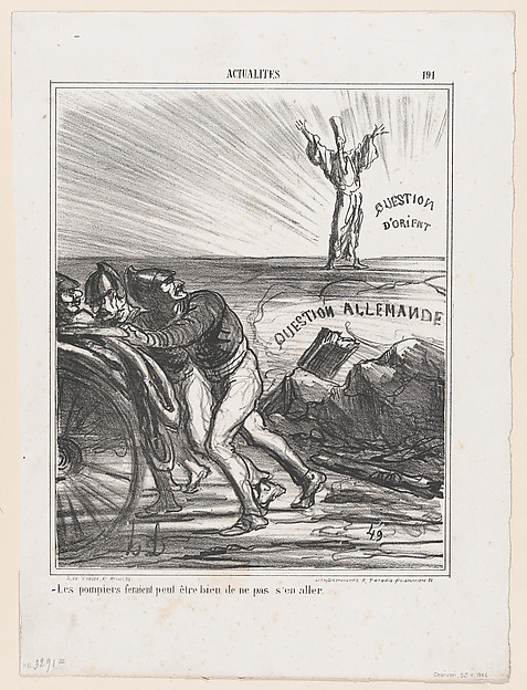 Honoré Daumier, Maybe the firemen really shouldn't leave just yet, from 'News of the day,' published in "Le Charivari"