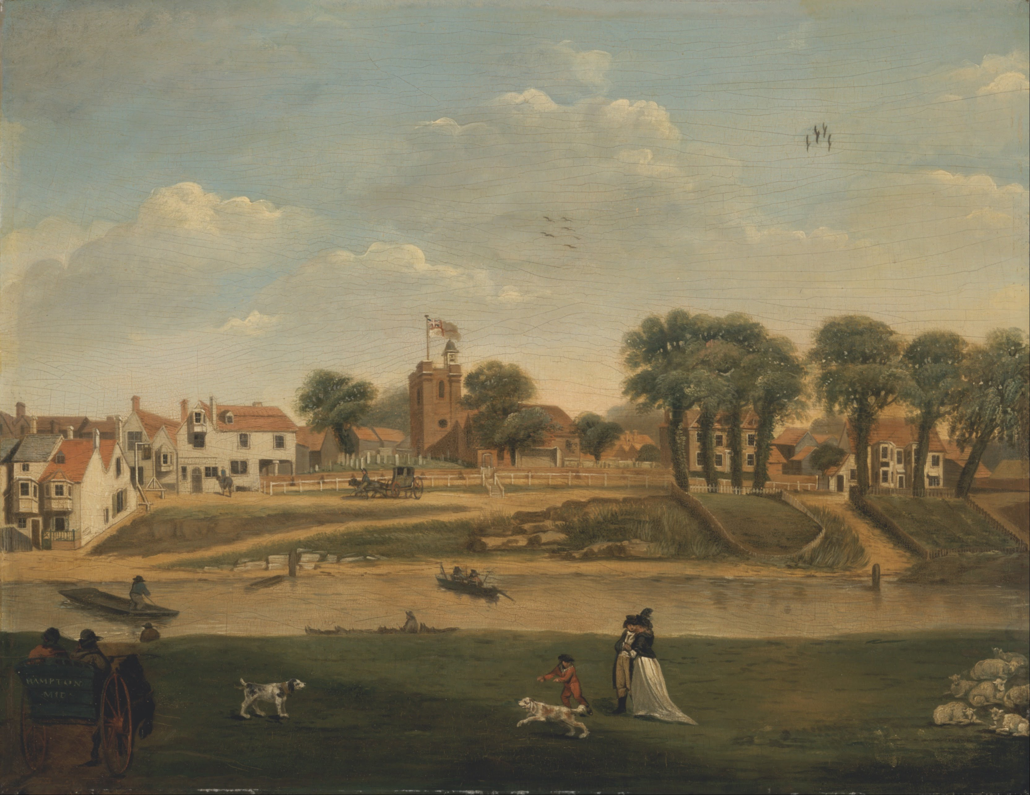Unknown artist, The Old Parish Church and Village, Hampton-on-Thames, Middlesex, 18th century