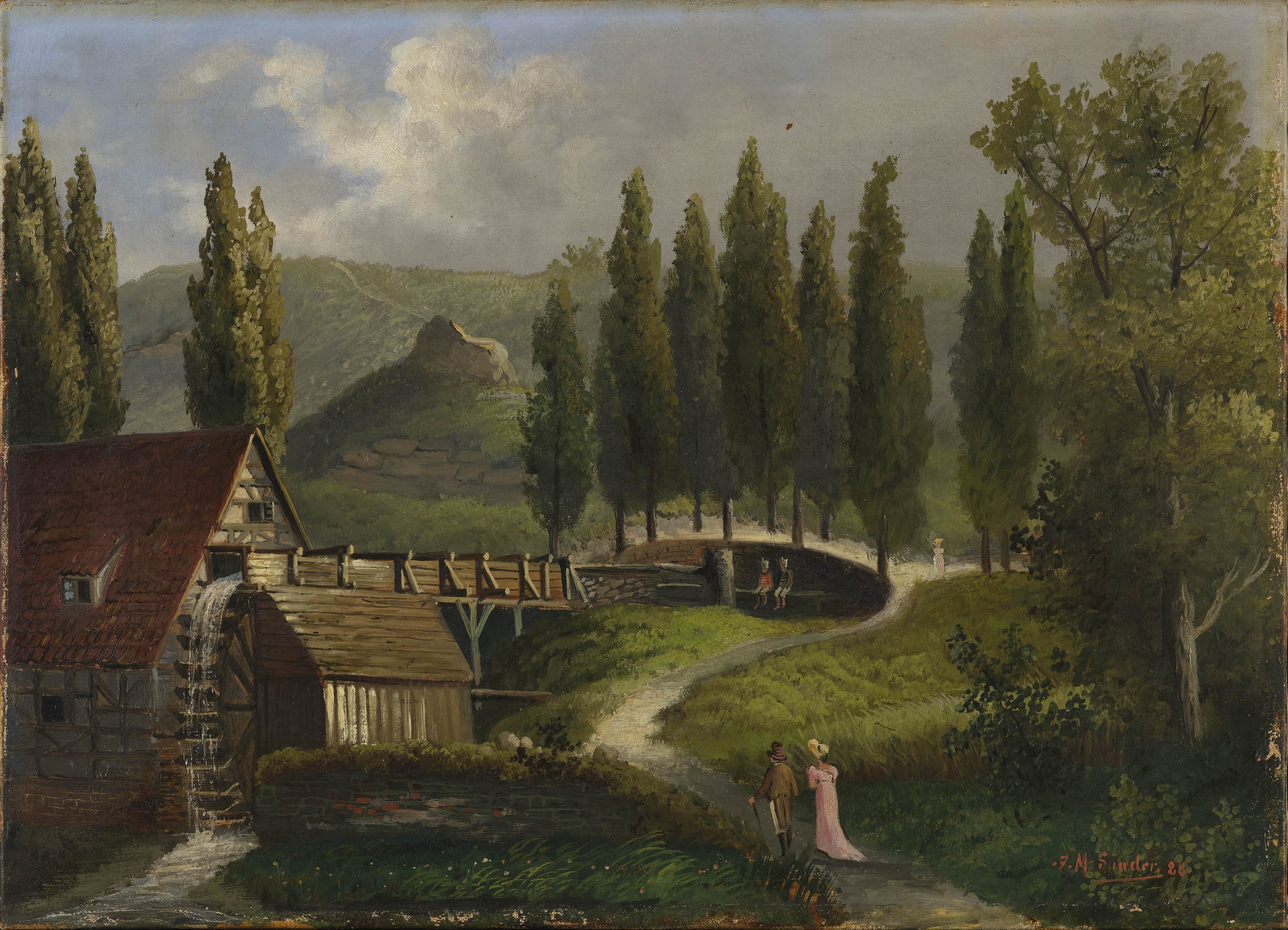 August Seyffer, Ölmühle und gefaßte Mineralquelle am Sulzerrain Cannstatt