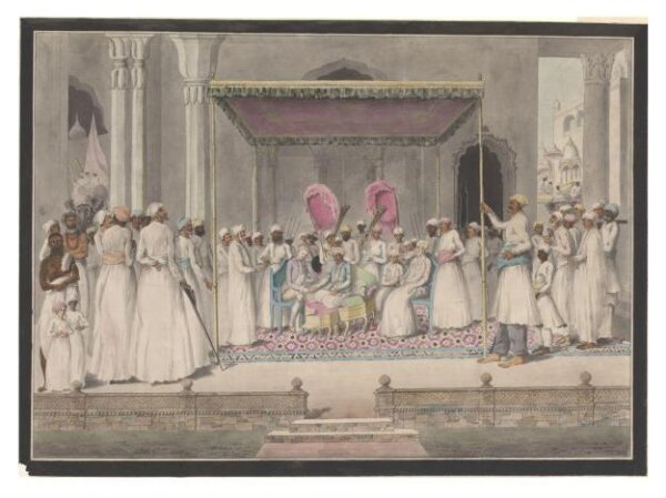 Unknown, Mubarak ud-Daula, Nawab of Murshidabad, in durbar with the British Resident, Sir John Hadley D'Oyly