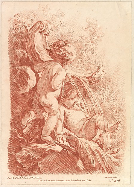 Gilles Demarteau, Fountain with Two Cupids