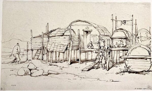 George Chinnery, A group of dwellings fashioned from Tanka boats
