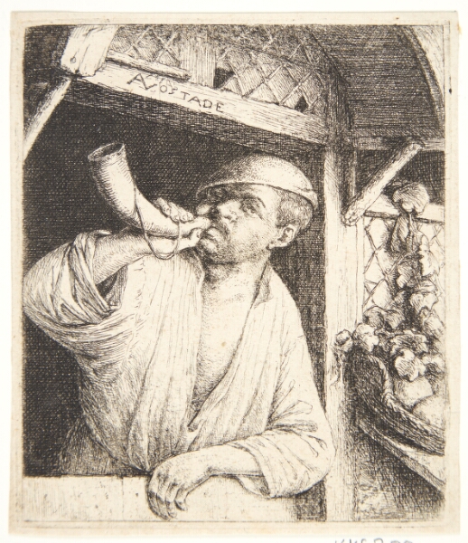 Adriaen van Ostade, En bager, der blæser i sit horn