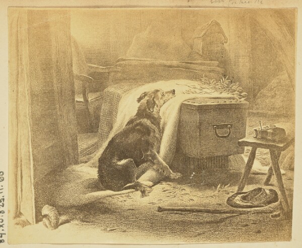 Unknown, [Dog with coffin]