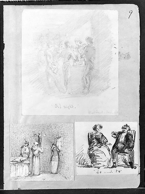 James McNeill Whistler, Oil Night (Recto); Several Sketches of Heads (Verso) (from Sketchbook)