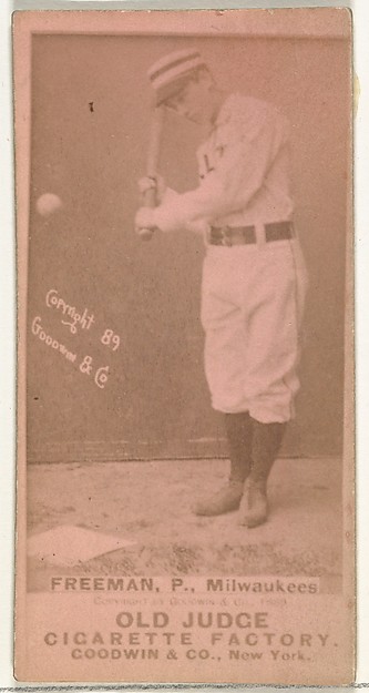Goodwin & Company, Julius Benjamin "Julie" Freeman, Pitcher, Milwaukee, from the Old Judge series (N172) for Old Judge Cigarettes
