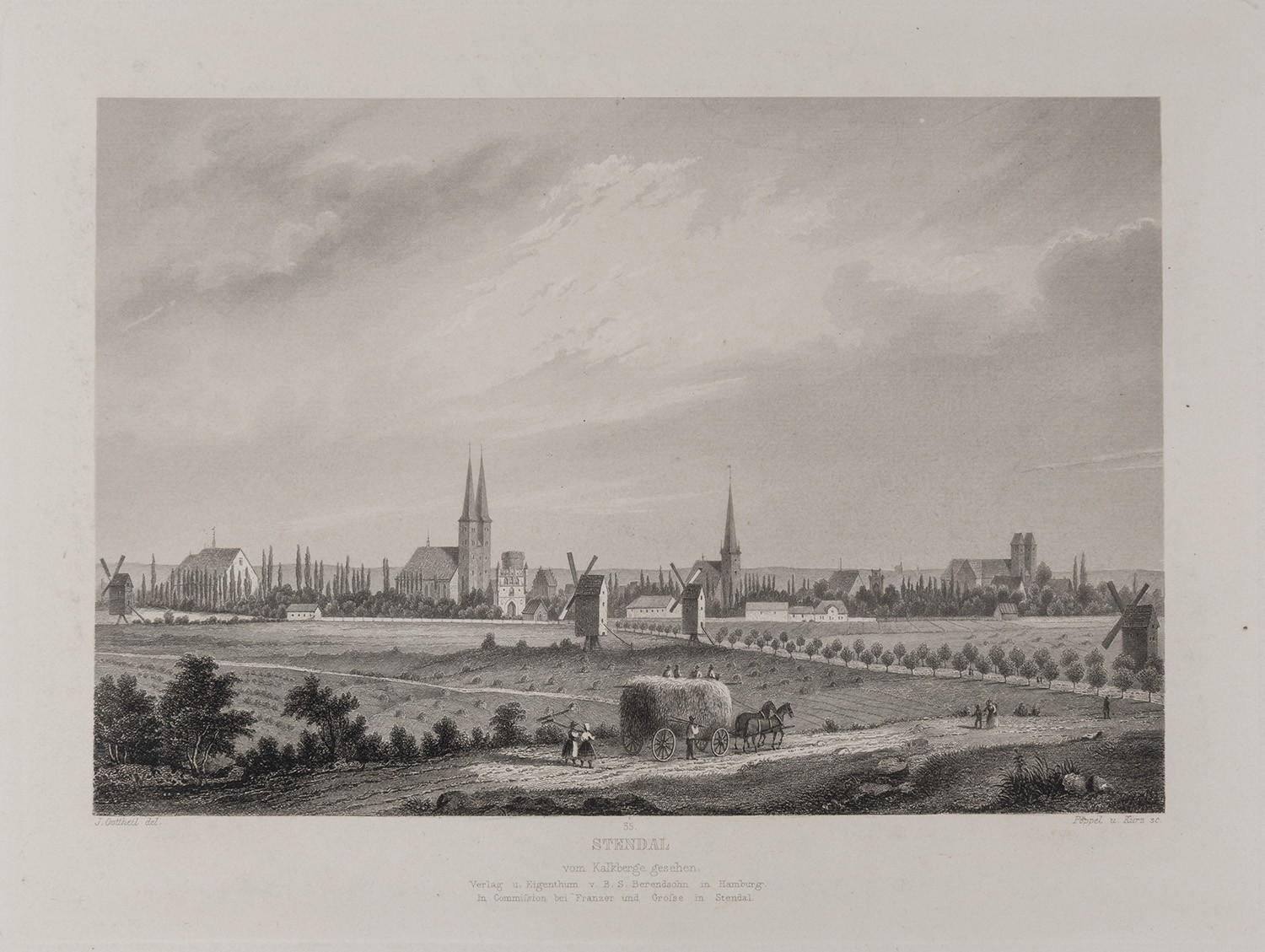 B. S. Berendsohn (Hamburg), Stendal: Stadtansicht von Nordwesten (Brandenburgisches Album, Blatt 35)