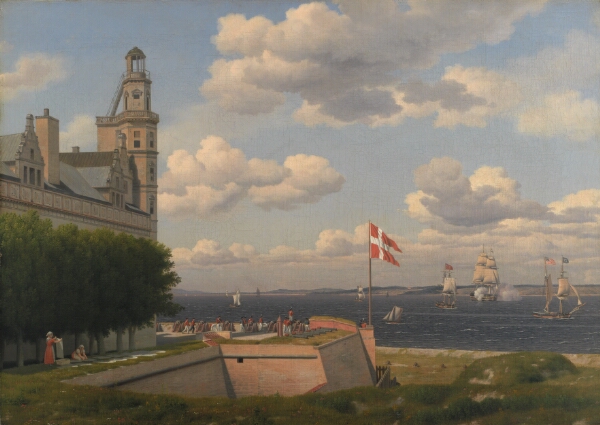 C.W. Eckersberg, Udsigt fra Kronborg Vold over flagbatteriet og Sundet til den svenske kyst