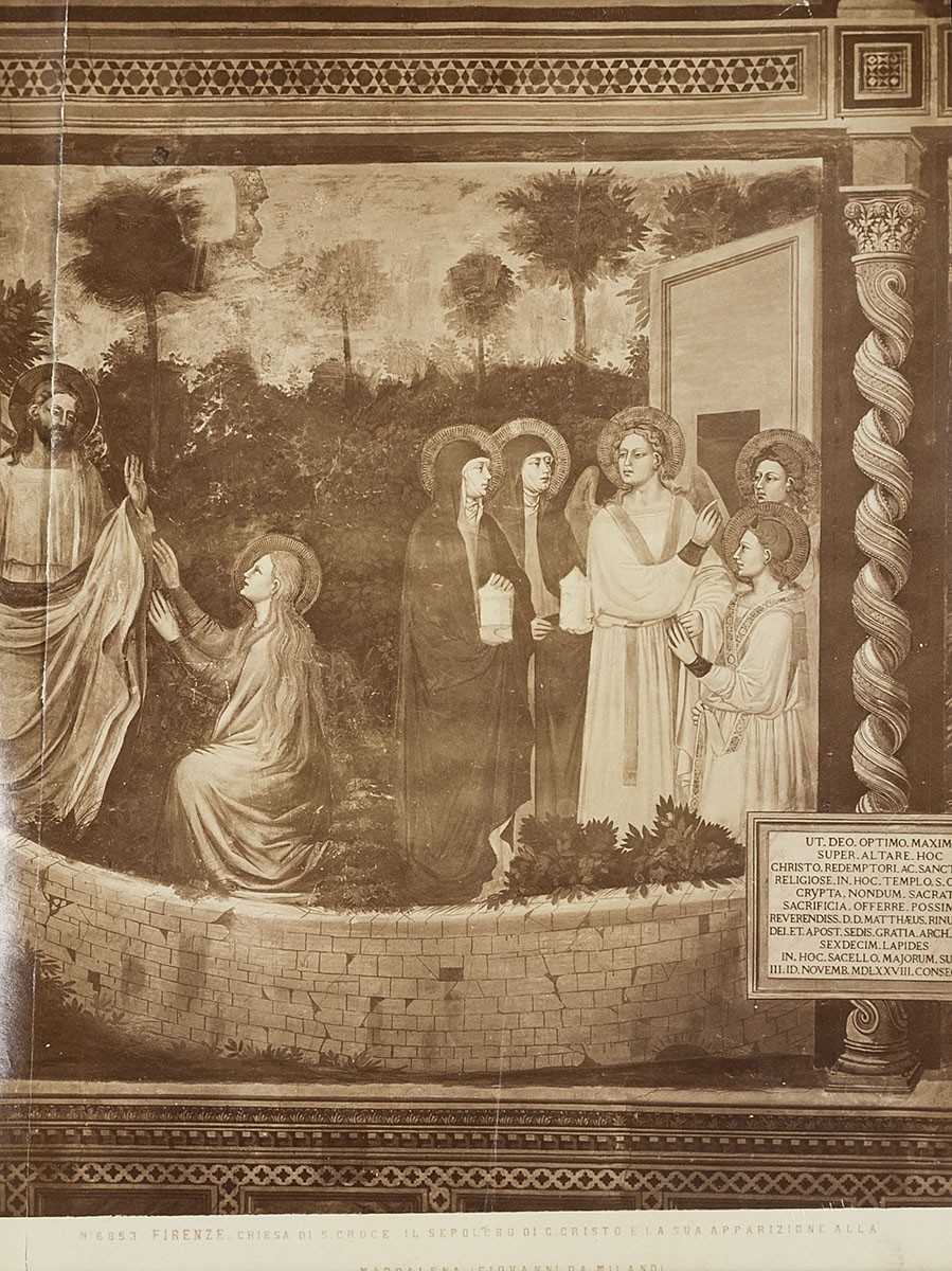 Fratelli Alinari, Giovanni da Milano: Christus erscheint Maria Magdalena im Garten, Kapelle Rinuccini, Santa Croce, Florenz