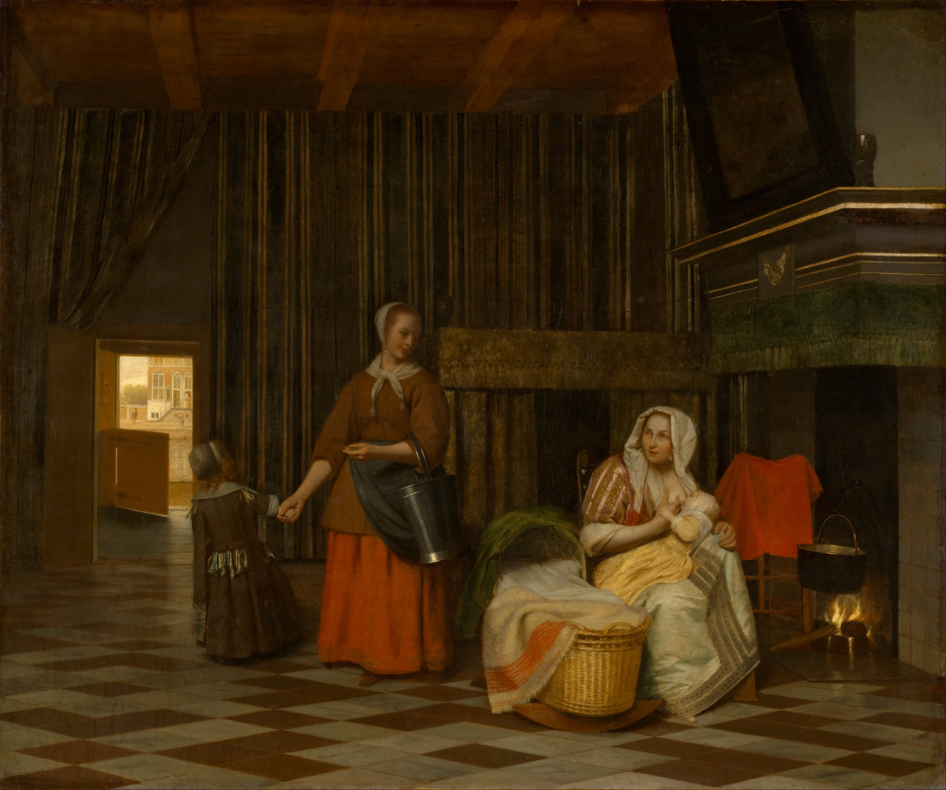 Pieter de Hooch, Nursing Mother, and Child with Serving Maid