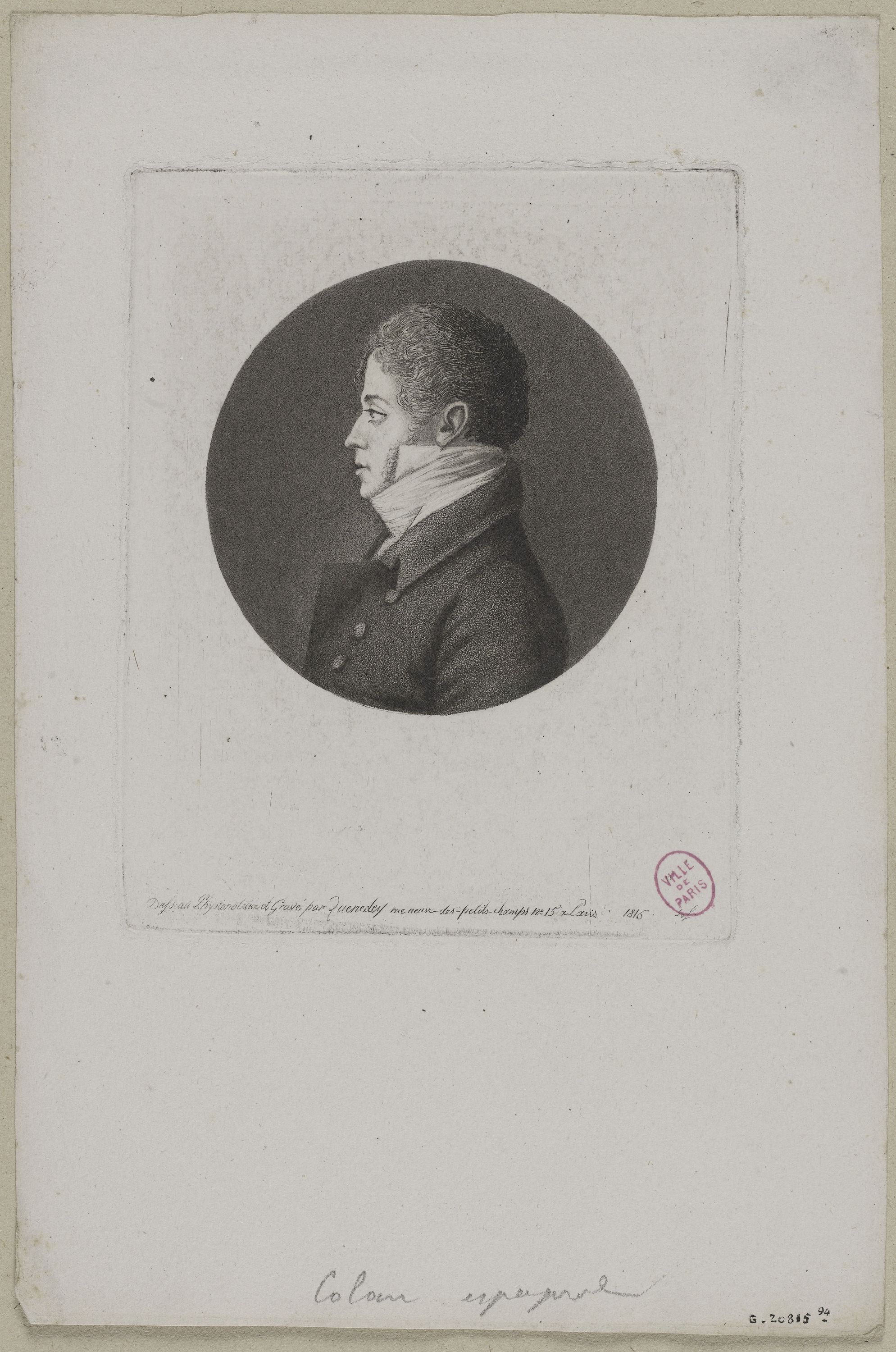 Edmé Quenedey, Portrait de Monsieur Colan, espagnol