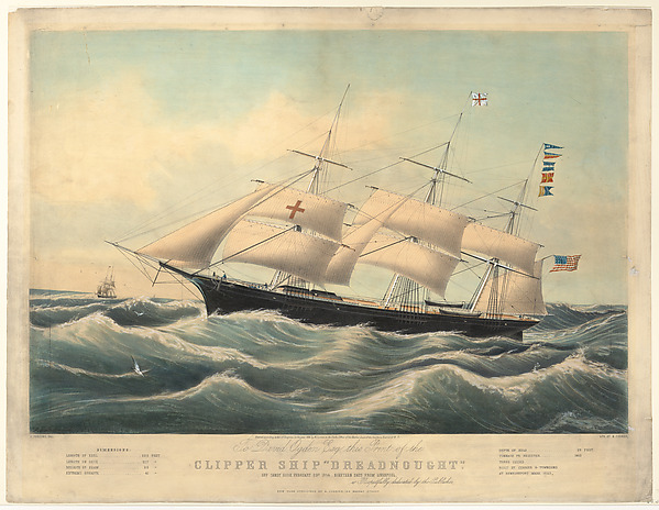James E. Buttersworth, Clipper Ship "Dreadnought" off Sandy Hook, February 23, 1854, nineteen days from Liverpool
