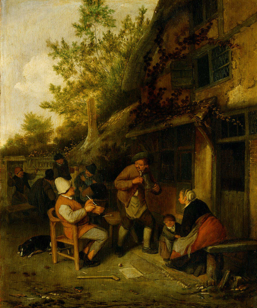 Cornelis Dusart, Bauern vor einem Wirtshaus