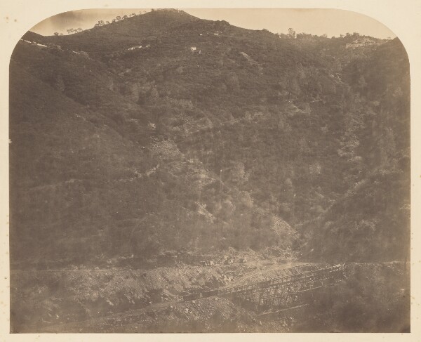 Carleton Watkins, [Railroad Bridge and Josephine]