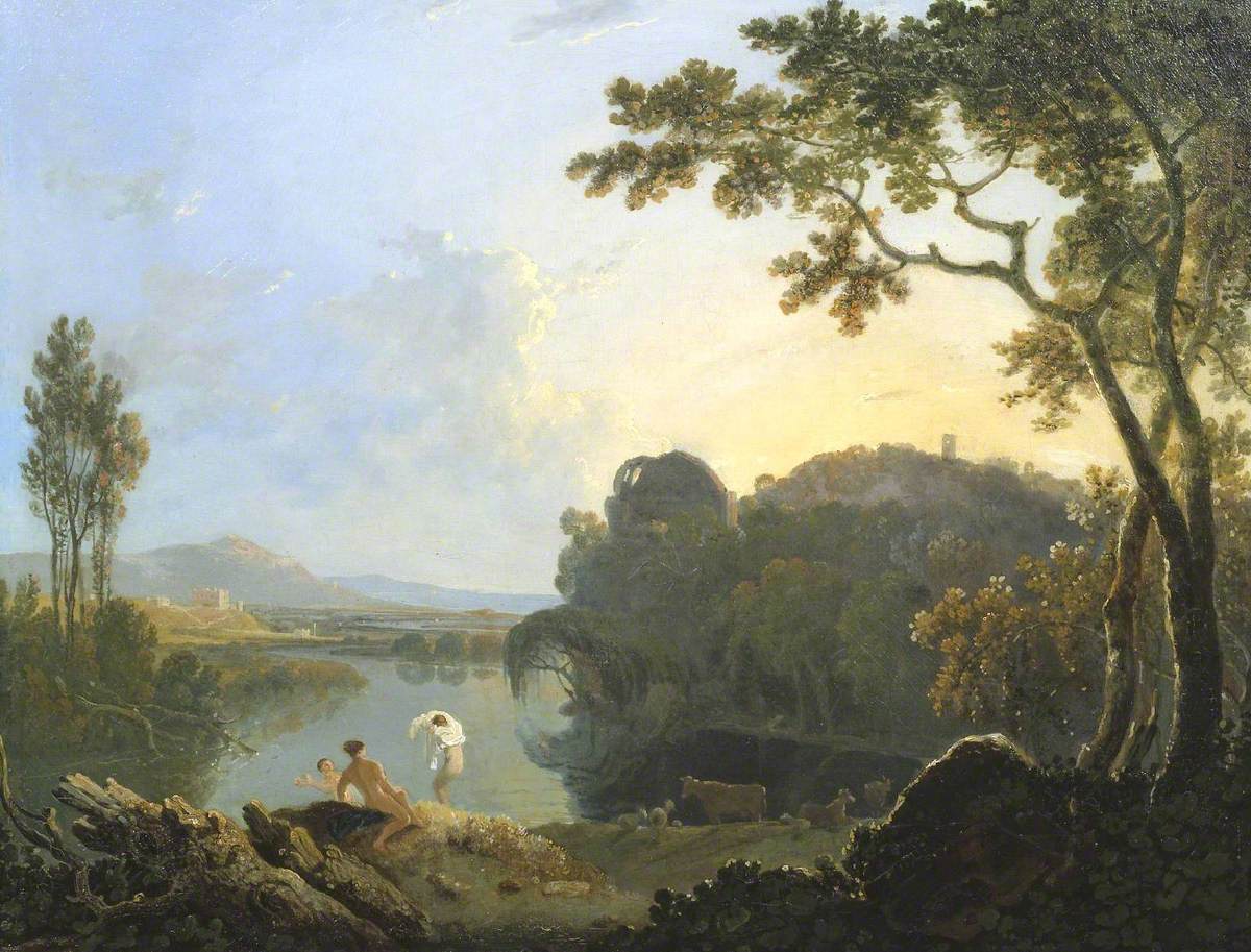 Richard Wilson, Landscape with Bathers, Cattle and Ruin