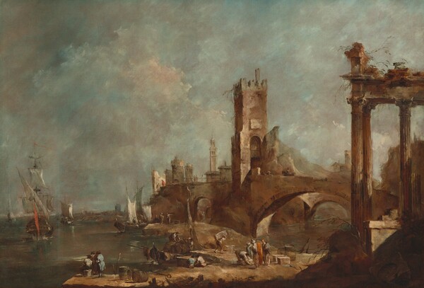 Francesco Guardi, Capriccio of a Harbor