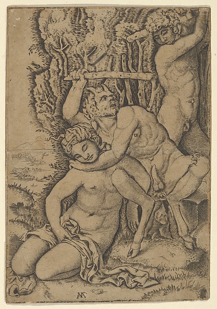 Marcantonio Raimondi, A satyr fighting for a nymph