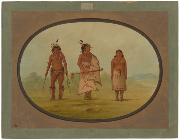 George Catlin, Mohave Chief, a Warrior, and His Wife
