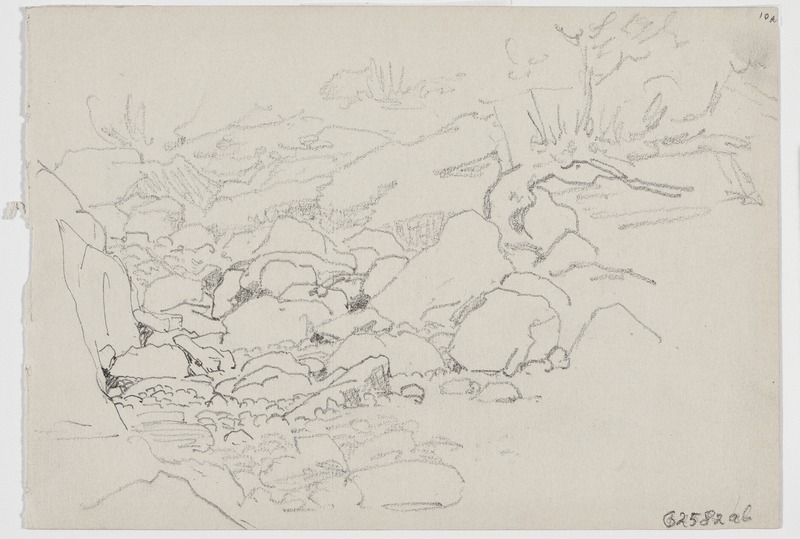 Johann (author) Köler, Landscape with boulders/Bunny tree trunk foliage