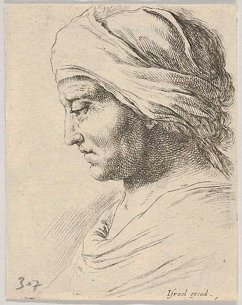 Stefano della Bella, Plate 16: Head of an old man in profile with a cloth tied around his head, from "The Book for Learning to Draw" (Livre pour apprendre à dessiner)