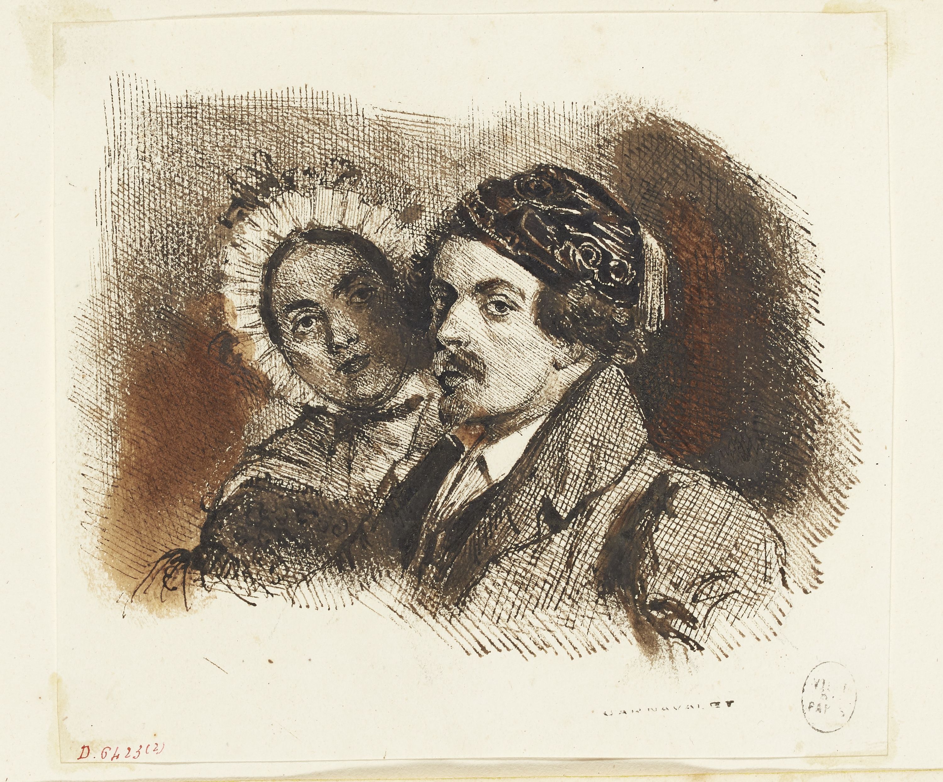 Grandville, Double portrait de Grandville et d'Henriette