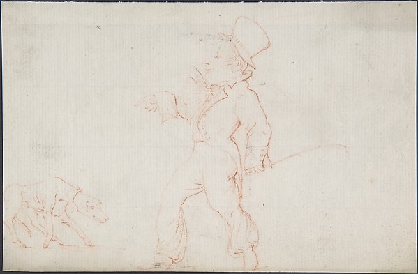 Anonymous, British, 19th century, Caricature of a Man with a Dog