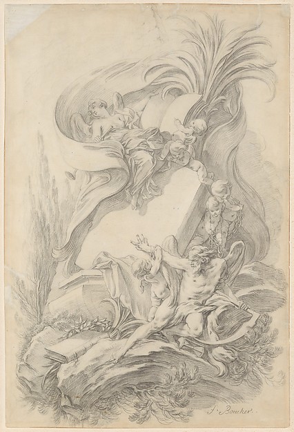 François Boucher, Design for a Frontispiece: Love Staying the Hand of Time