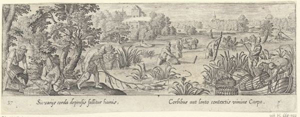 Collaert, Adriaen, (-1618), (printmaker), Venationis, piscationis, et aucupii typi: Carp fishing