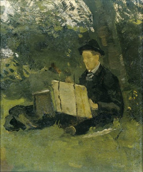 Richard Nicolaüs Roland Holst, Jan Verkade (1868-1946) Painting under a Tree at Hattem
