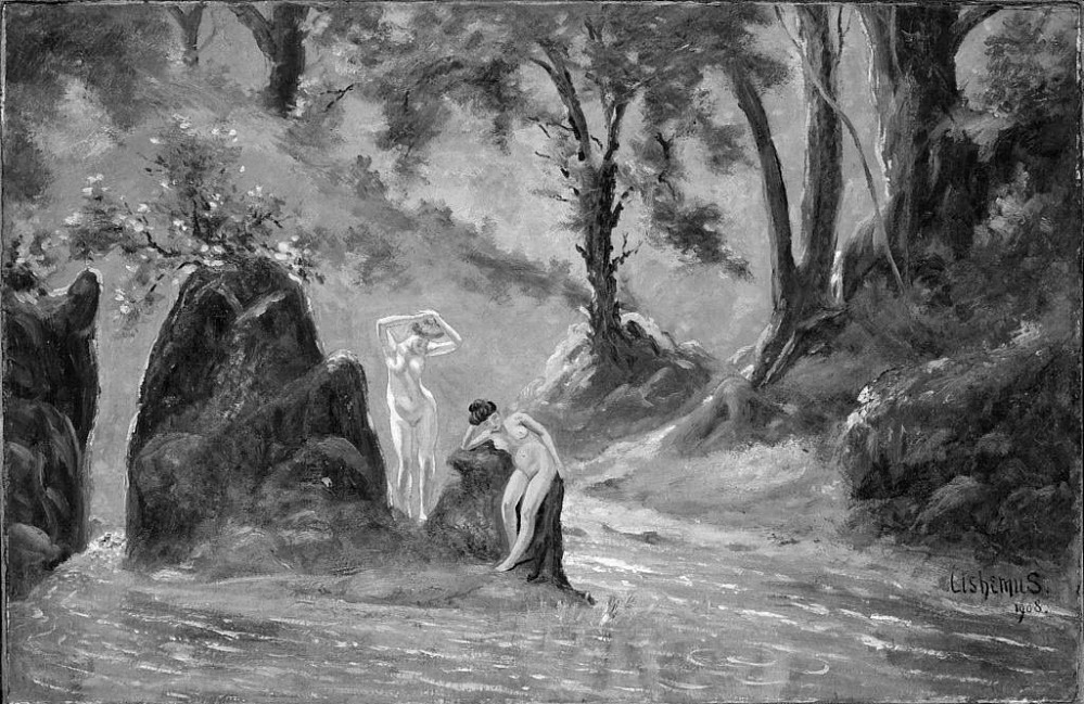 Louis Eilshemius, Landscape with Two Nudes