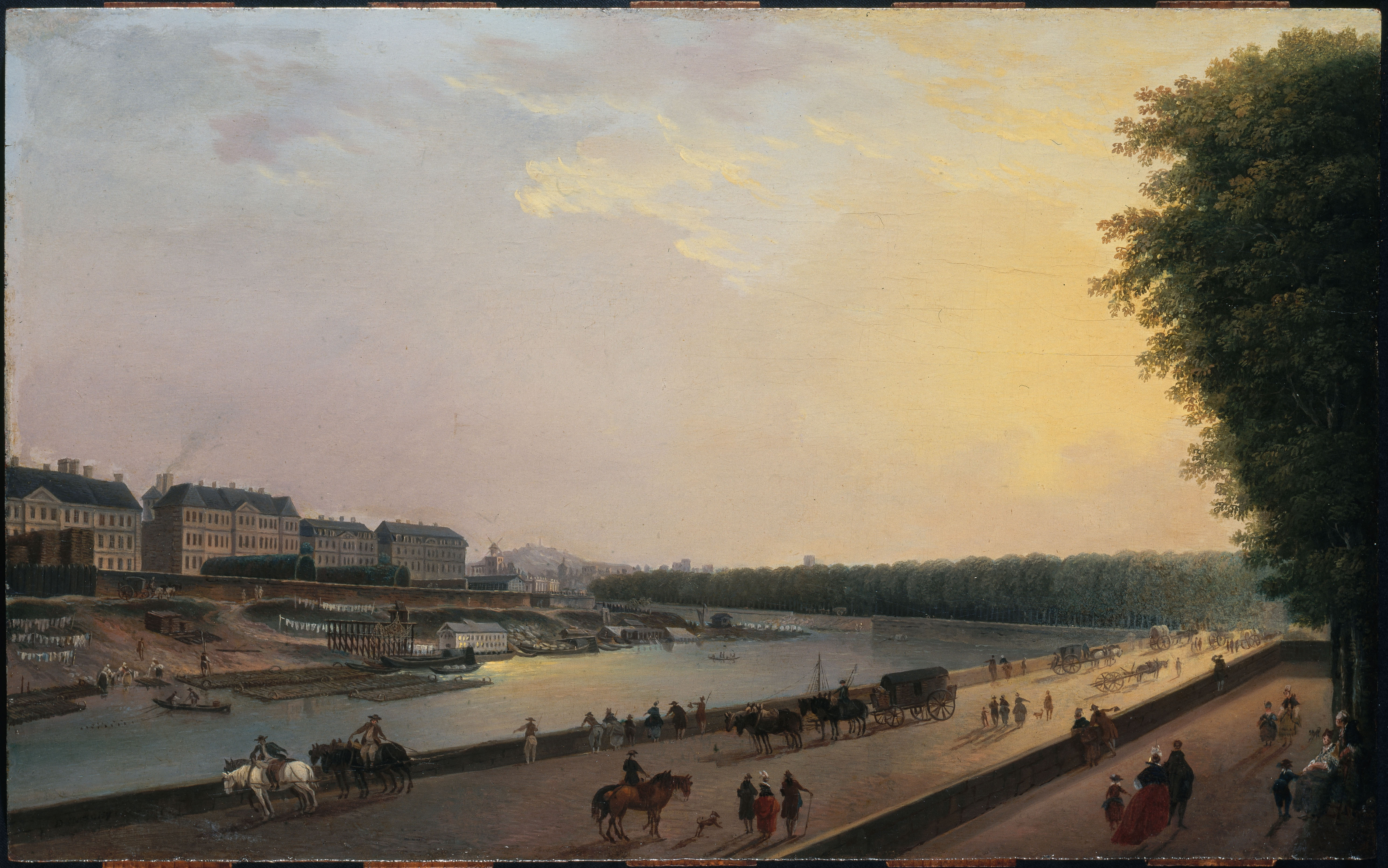Pierre-Antoine Demachy, La Seine à la Grenouillère, vue prise de la terrasse du bord de l'eau aux Tuileries