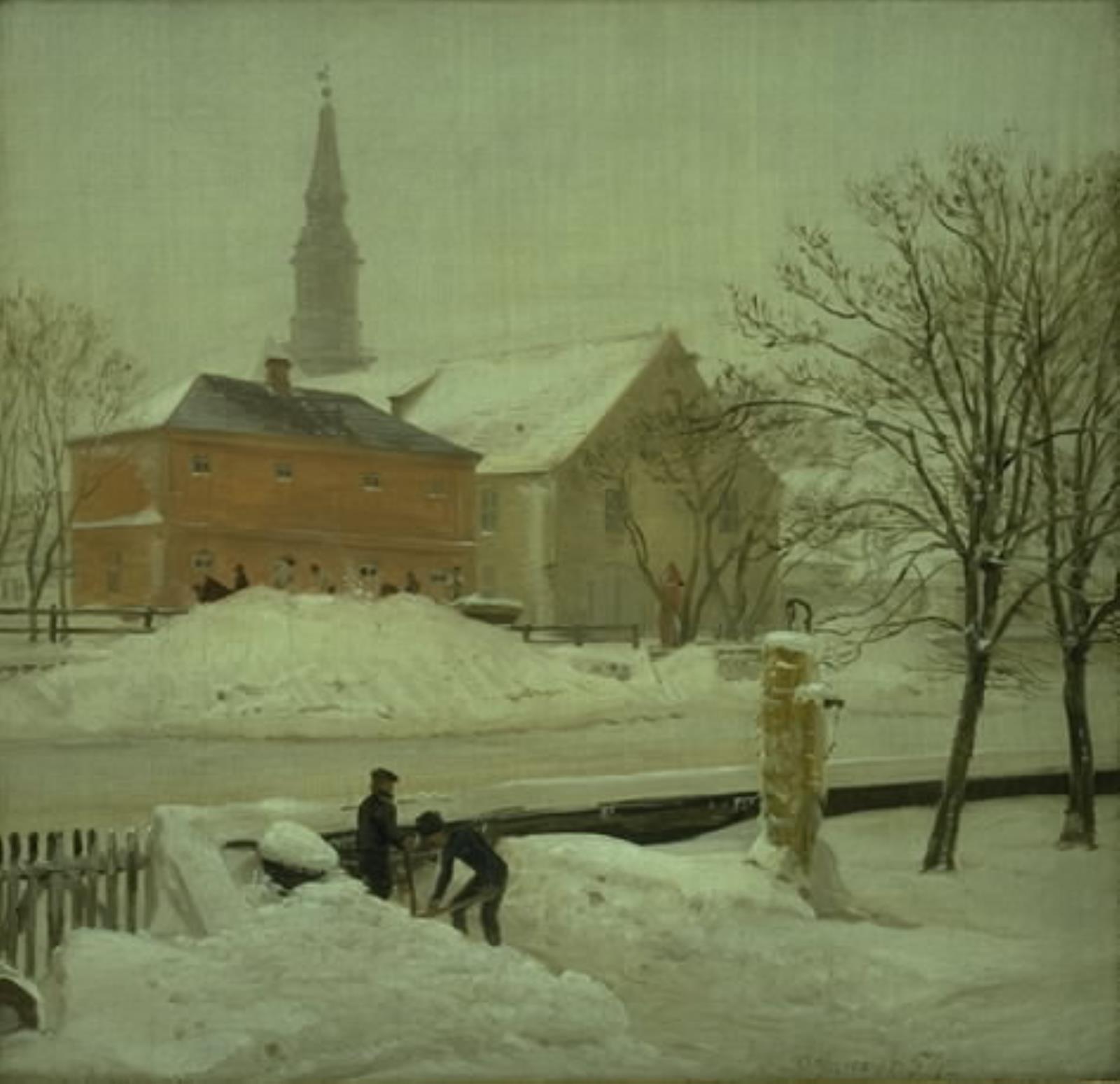 P.C. Skovgaard, Udsigt fra kunstnerens bolig i Løweners ejendom på Christianshavn. Vinterdag med sne