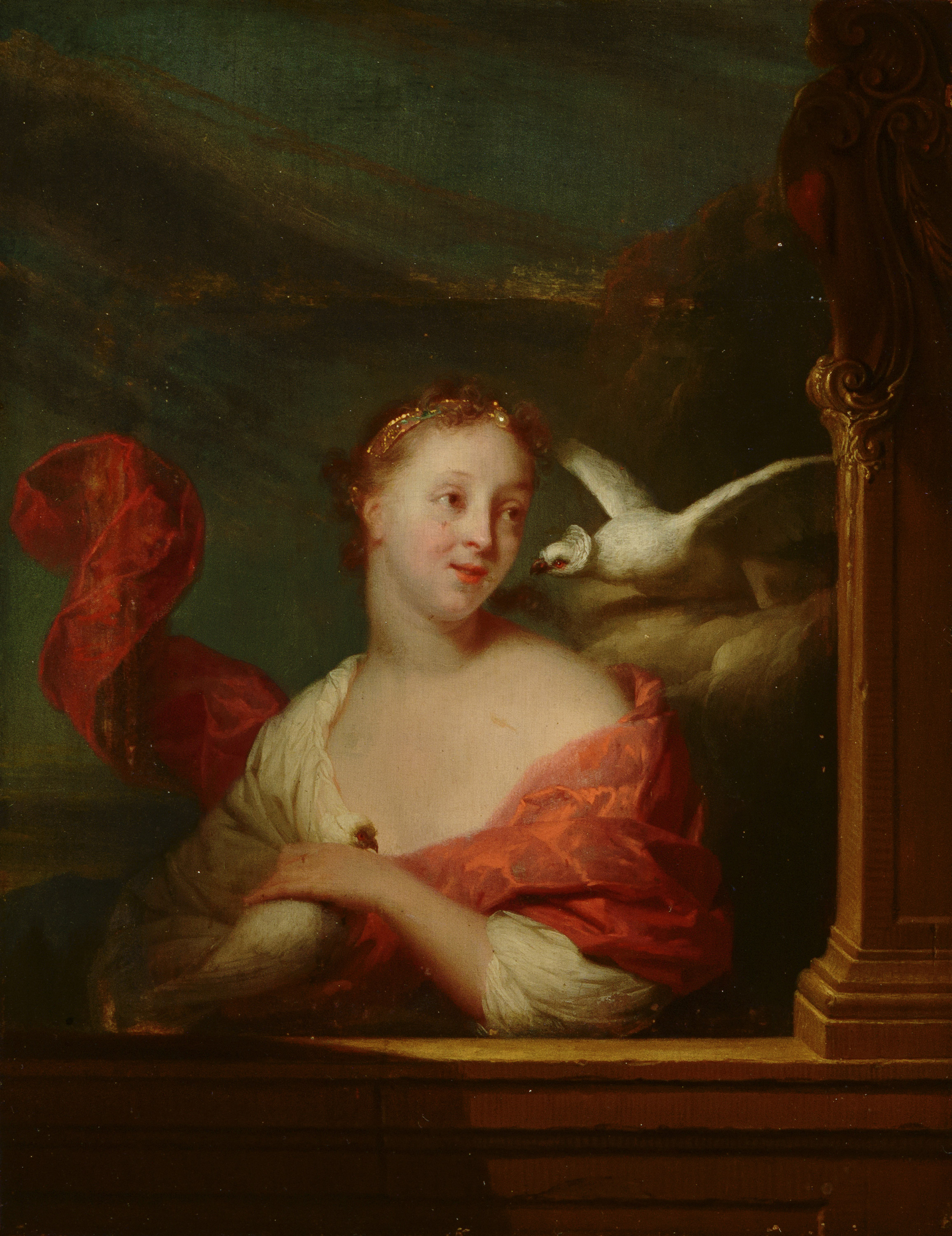 Godefridus Schalcken, Jonge vrouw met duiven (Venus?)