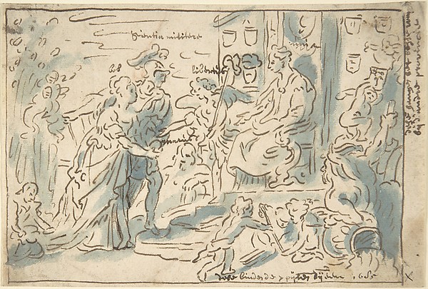 Theodoor van Thulden, Compositional Sketch for The Request for Admission into the Union, a Painting in the Town Hall of 's-Hertogenbosch. The Province of Brabant requests the same status as the seven provinces of the Dutch Republic