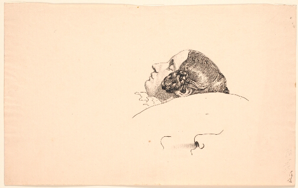 P.C. Skovgaard, Portræthoved i profil af kunstnerens hustru Georgia Skovgaard, sovende.