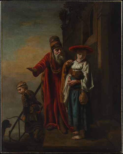 Nicolaes Maes, Abraham Dismissing Hagar and Ishmael