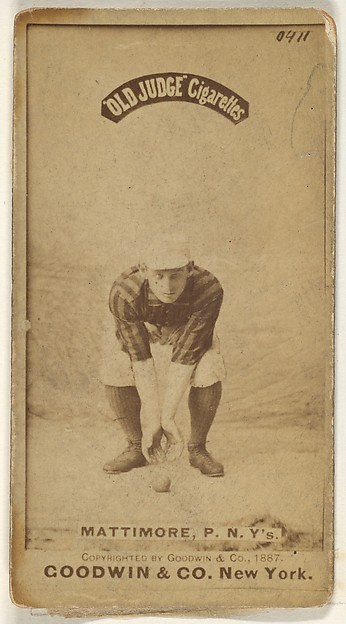 Goodwin & Company, Michael "Mike" Joseph Mattimore, Pitcher, New York, from the Old Judge series (N172) for Old Judge Cigarettes