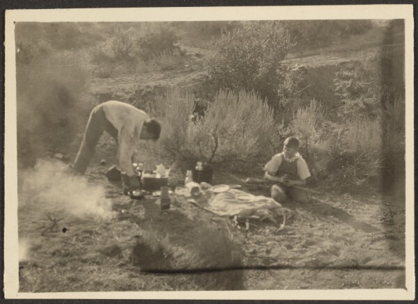 Louis Fleckenstein, [Figures at Desert Campsite]