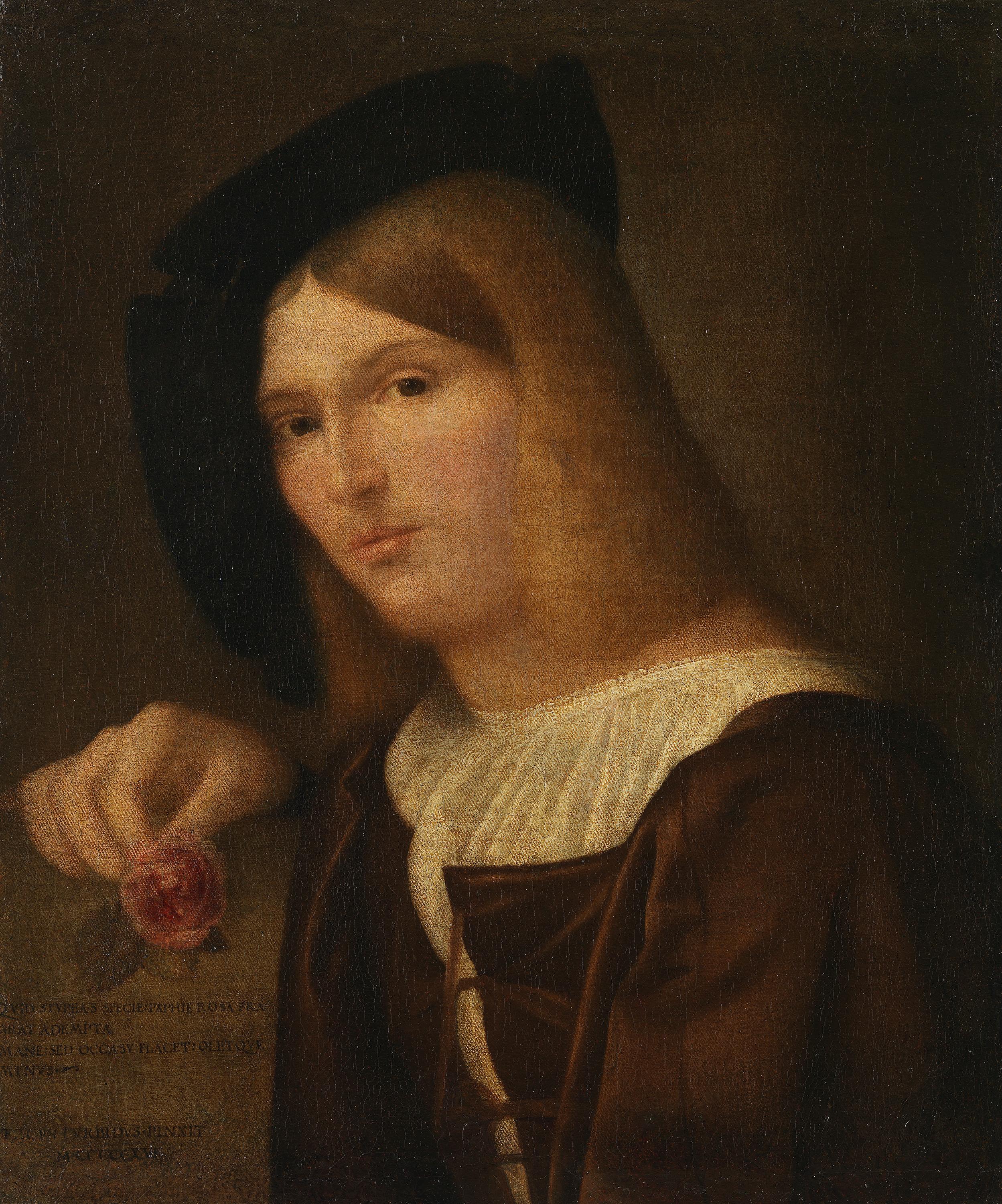 Francesco Torbido, Portrait of a young man with a rose in his hand