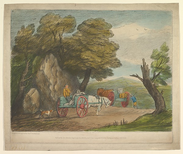 Thomas Gainsborough, Wooded Landscape with Two Country Carts and Figures