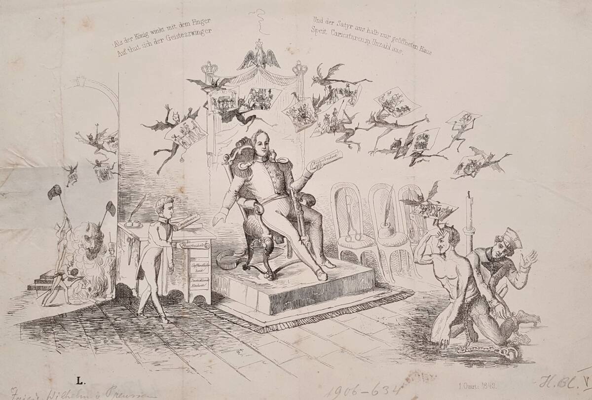 Anonym, Karikatur auf das 1842 durch König Friedrich Wilhelm IV. von Preußen erlassene Dekret zur Bilderfreiheit