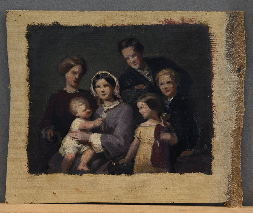 Gustav Metz, Flüchtige Studie eines Familienbildnisses, um 1852/1853