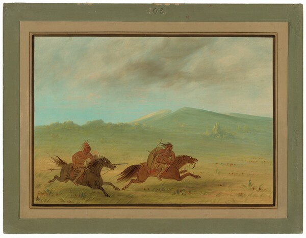 George Catlin, An Osage Indian Pursuing a Camanchee