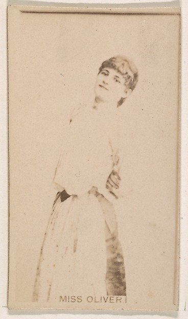 Kinney Brothers Tobacco Company, Miss Oliver, from the Actresses series (N245) issued by Kinney Brothers to promote Sweet Caporal Cigarettes